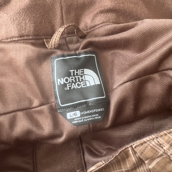 The North Face Hyvent nylon ski snow pants women's size L brown plaid pockets - Picture 8 of 9
